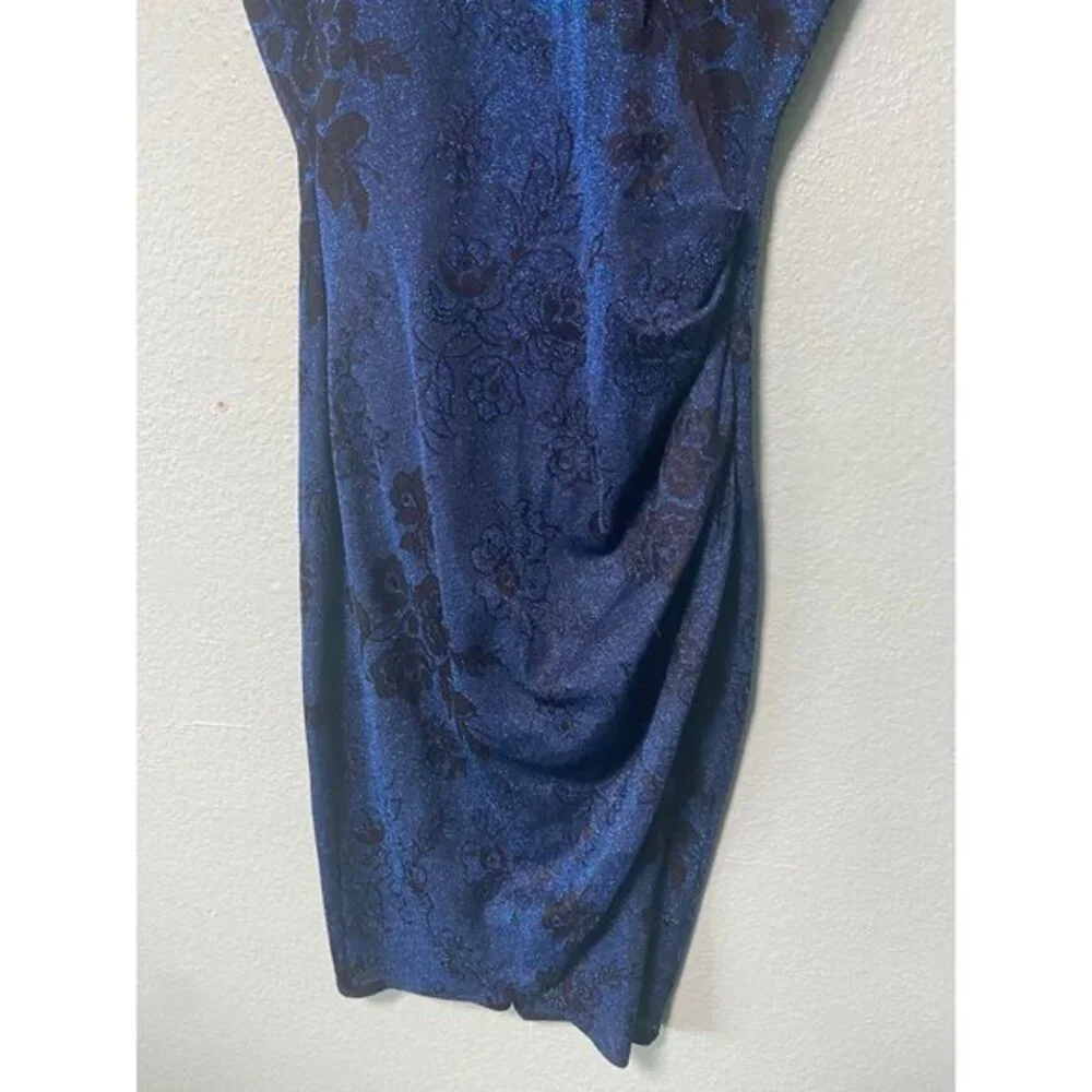 Vintage All That Jazz Women's Clinched Blue and‎ Black Floral Dress Size 7